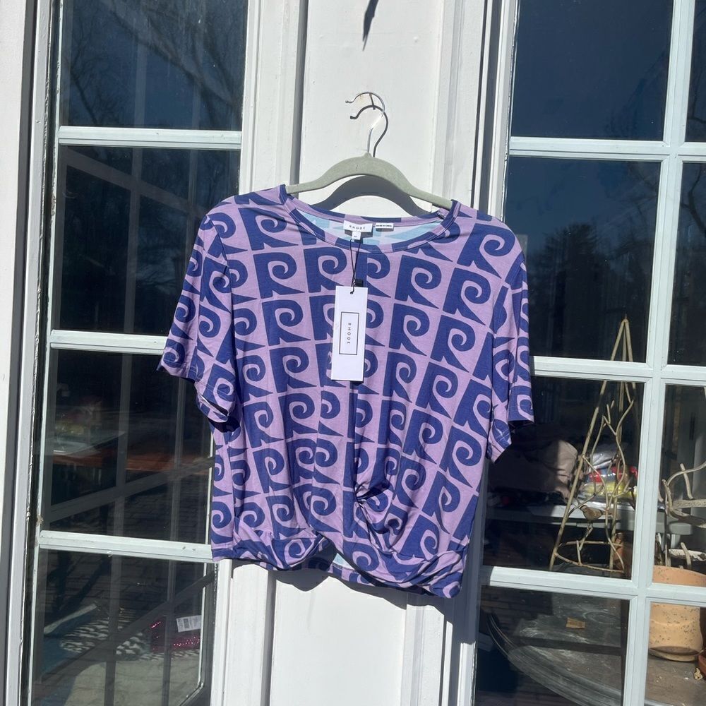 RHODE Coco Front Twist Crop Tee | Cobalt Monogram… - image 3